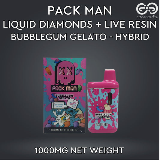 PACK MAN LIQUID DIAMONDS + LIVE RESIN 1.0ML | BUBBLEGUM GELATO : HYBRID