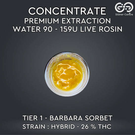 CONCENTRATE - PREMIUM EXTRACTION WATER 90 - 159U LIVE ROSIN | TIER 1 - BARBARA SORBET