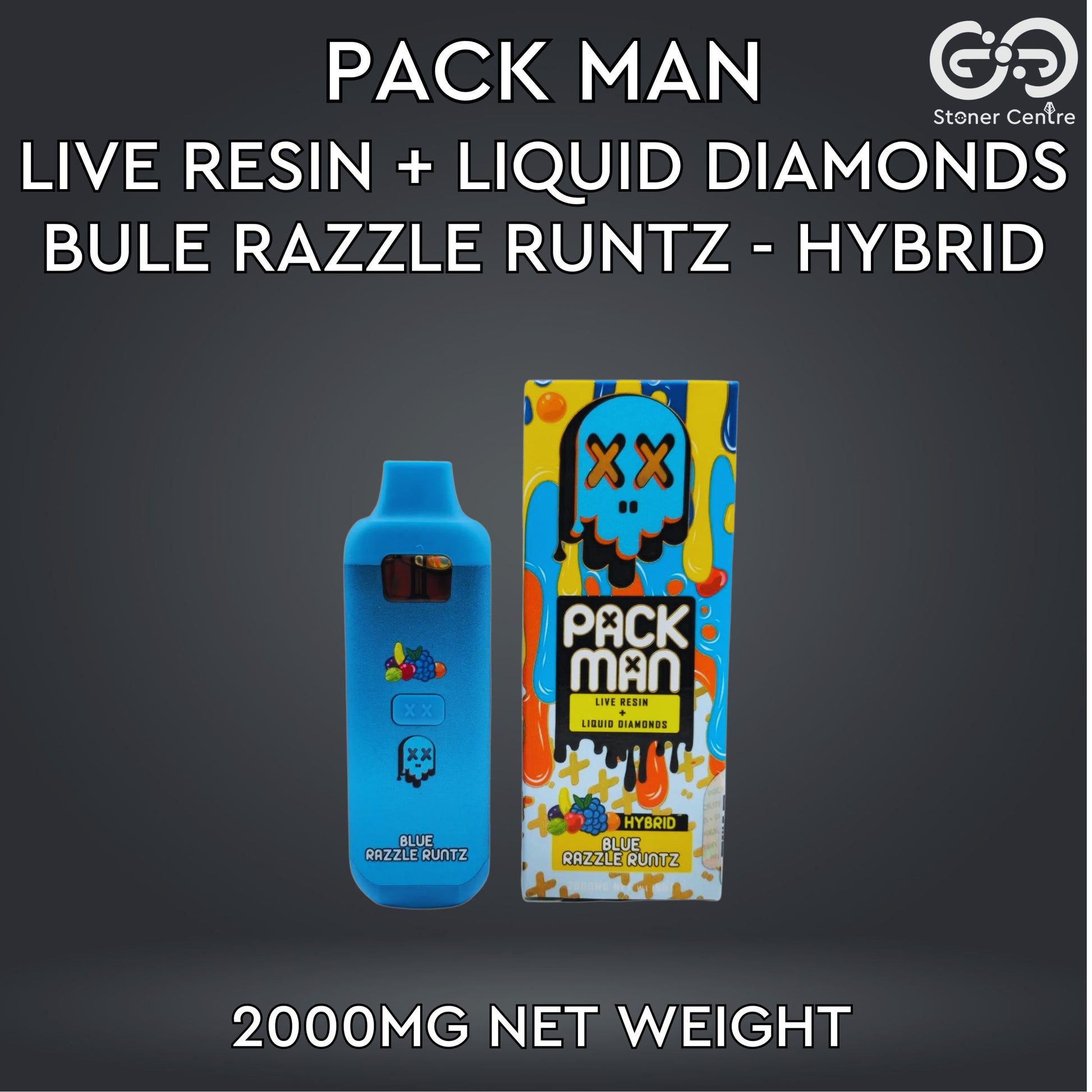 PACK MAN - LIVE RESIN + LIQUID DIAMONDS | BLUE RAZZLE RUNTZ : HYBRID Stoner Centre PACK MAN - LIVE RESIN + LIQUID DIAMONDS | BLUE RAZZLE RUNTZ : HYBRID Stoner Centre