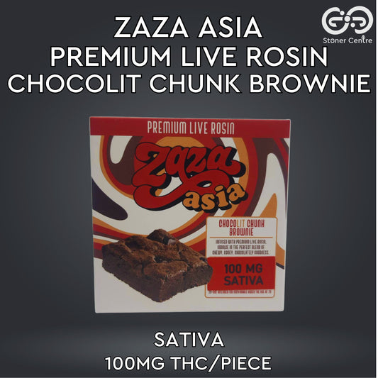 ZAZA ASIA | PREMIUM LIVE ROSIN CHOCOLIT CHUNK BROWNIE - SATIVA | 100MG THC/PIECE