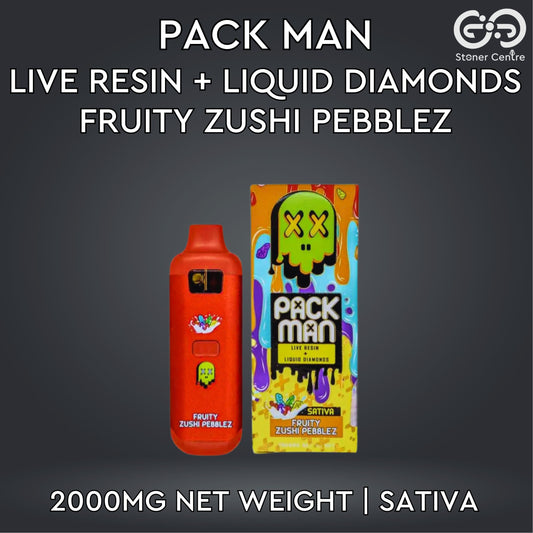 PACK MAN - LIVE RESIN + LIQUID DIAMONDS 2.0ML | FRUITY ZUSHI PEBBLEZ : SATIVA