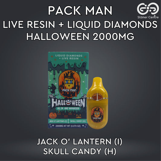 PACK MAN - LIQUID DIAMONDS + LIVE RESIN HALLOWEEN 2.0ML | JACK O’ LANTERN (I) | SKULL CANDY (H)
