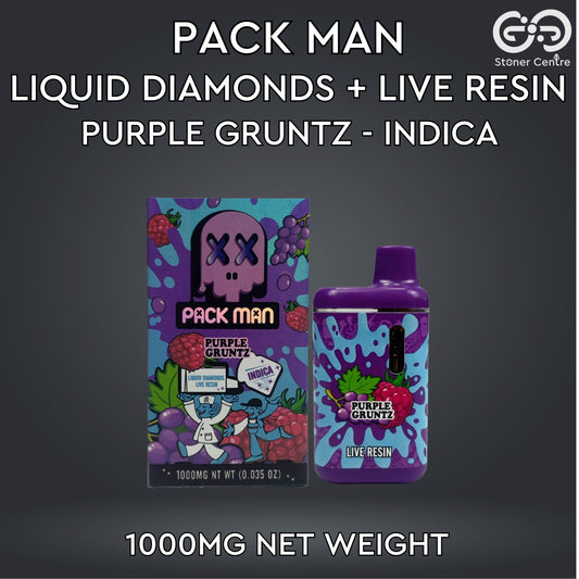 PACK MAN LIQUID DIAMONDS + LIVE RESIN 1.0ML | PURPLE GRUNTZ : INDICA