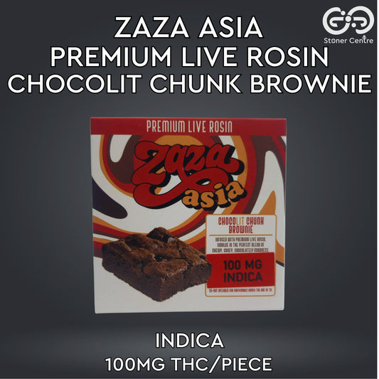 ZAZA ASIA | PREMIUM LIVE ROSIN CHOCOLIT CHUNK BROWNIE - INDICA | 100MG THC/PIECE