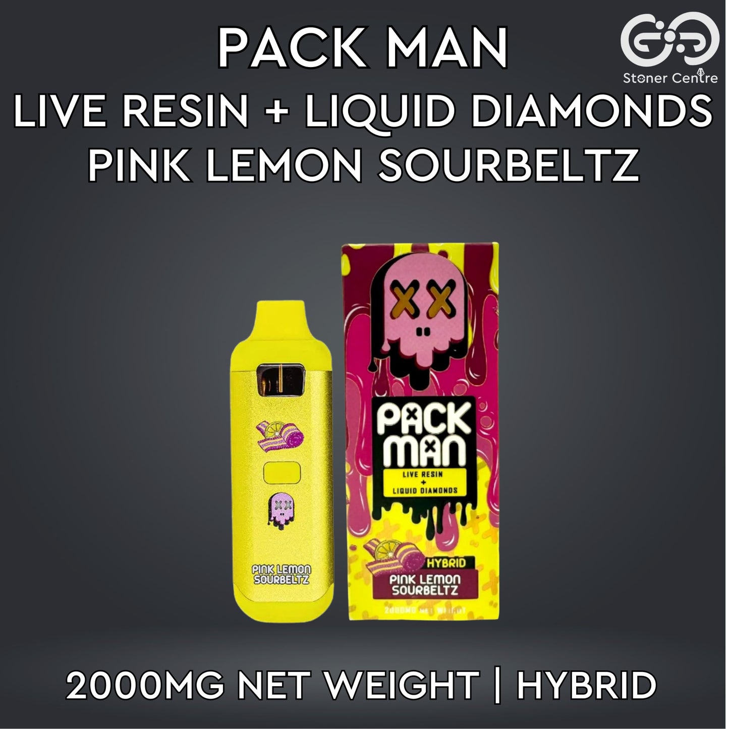 PACK MAN - LIVE RESIN + LIQUID DIAMONDS 2.0ML | PINK LEMON SOURBELTZ : HYBRID