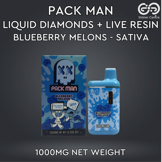 PACK MAN LIQUID DIAMONDS + LIVE RESIN 1.0ML | BLUEBERRY MELONS : SATIVA