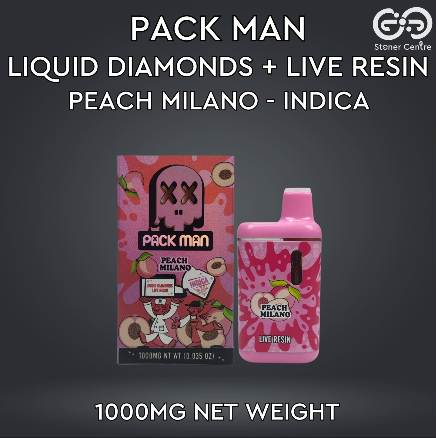 PACK MAN LIQUID DIAMONDS + LIVE RESIN 1.0ML | PEACH MILANO : INDICA