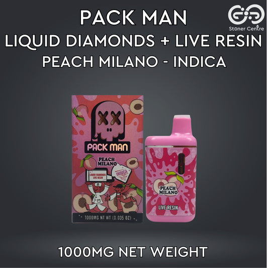 PACK MAN LIQUID DIAMONDS + LIVE RESIN 1.0ML | PEACH MILANO : INDICA