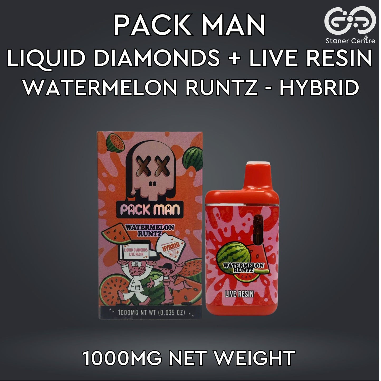 PACK MAN LIQUID DIAMONDS + LIVE RESIN 1.0ML | WATERMELON RUNTZ : HYBRID