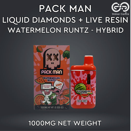 PACK MAN LIQUID DIAMONDS + LIVE RESIN 1.0ML | WATERMELON RUNTZ : HYBRID