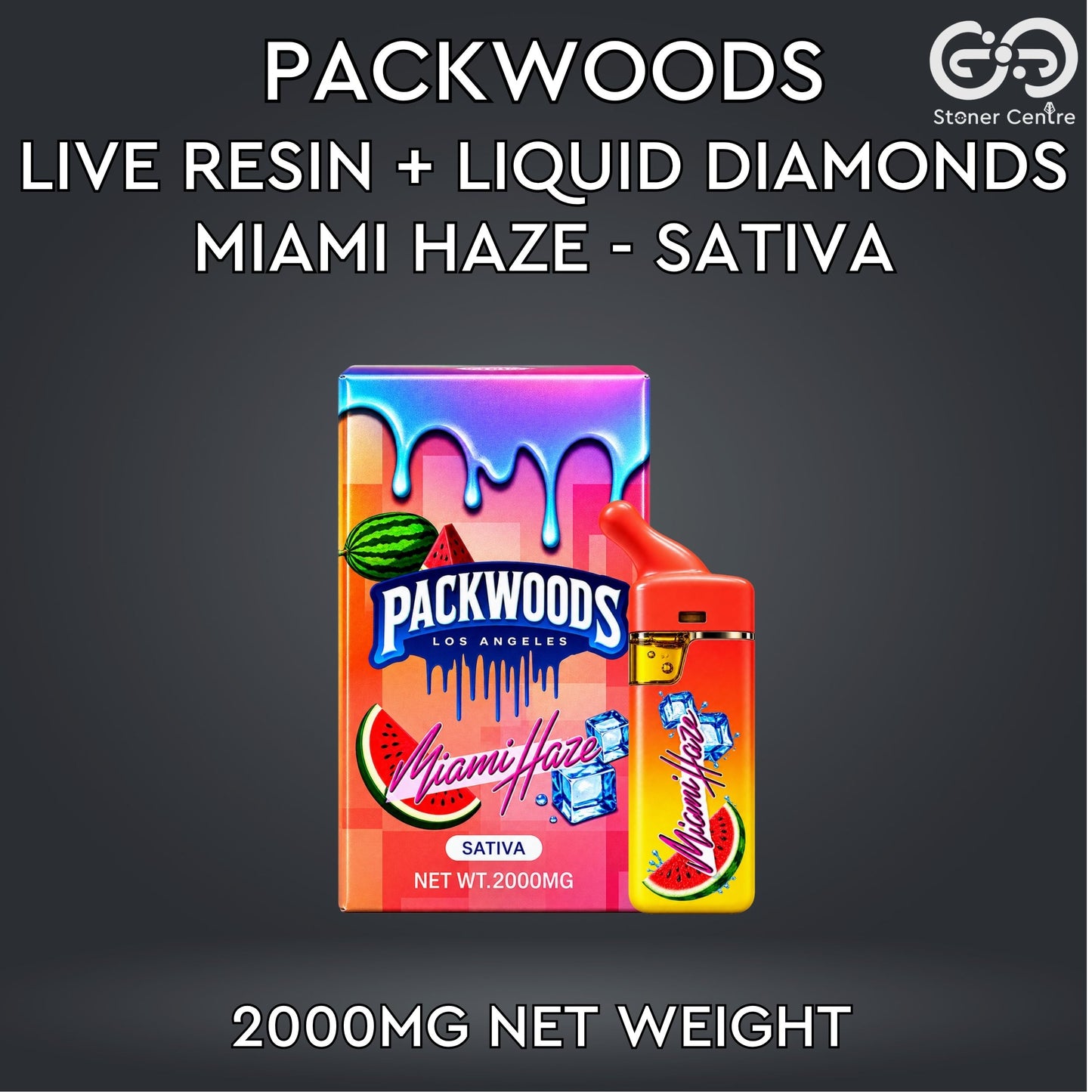 PACKWOODS - LIVE RESIN + LIQUID DIAMONDS 2.0ML | MIAMI HAZE : SATIVA