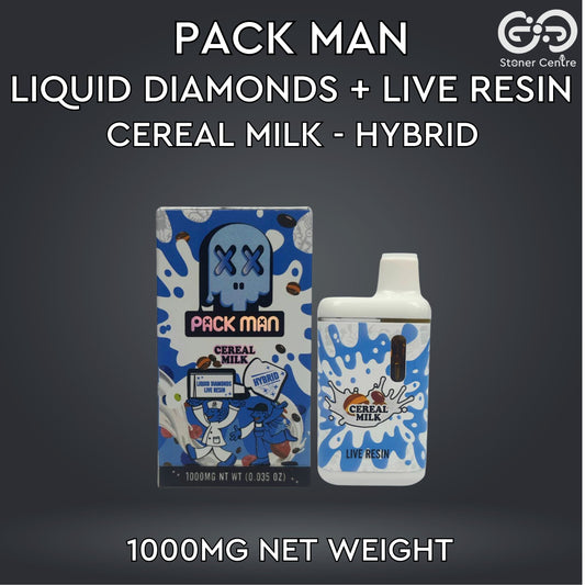 PACK MAN LIQUID DIAMONDS + LIVE RESIN 1.0ML | CEREAL MILK : HYBRID