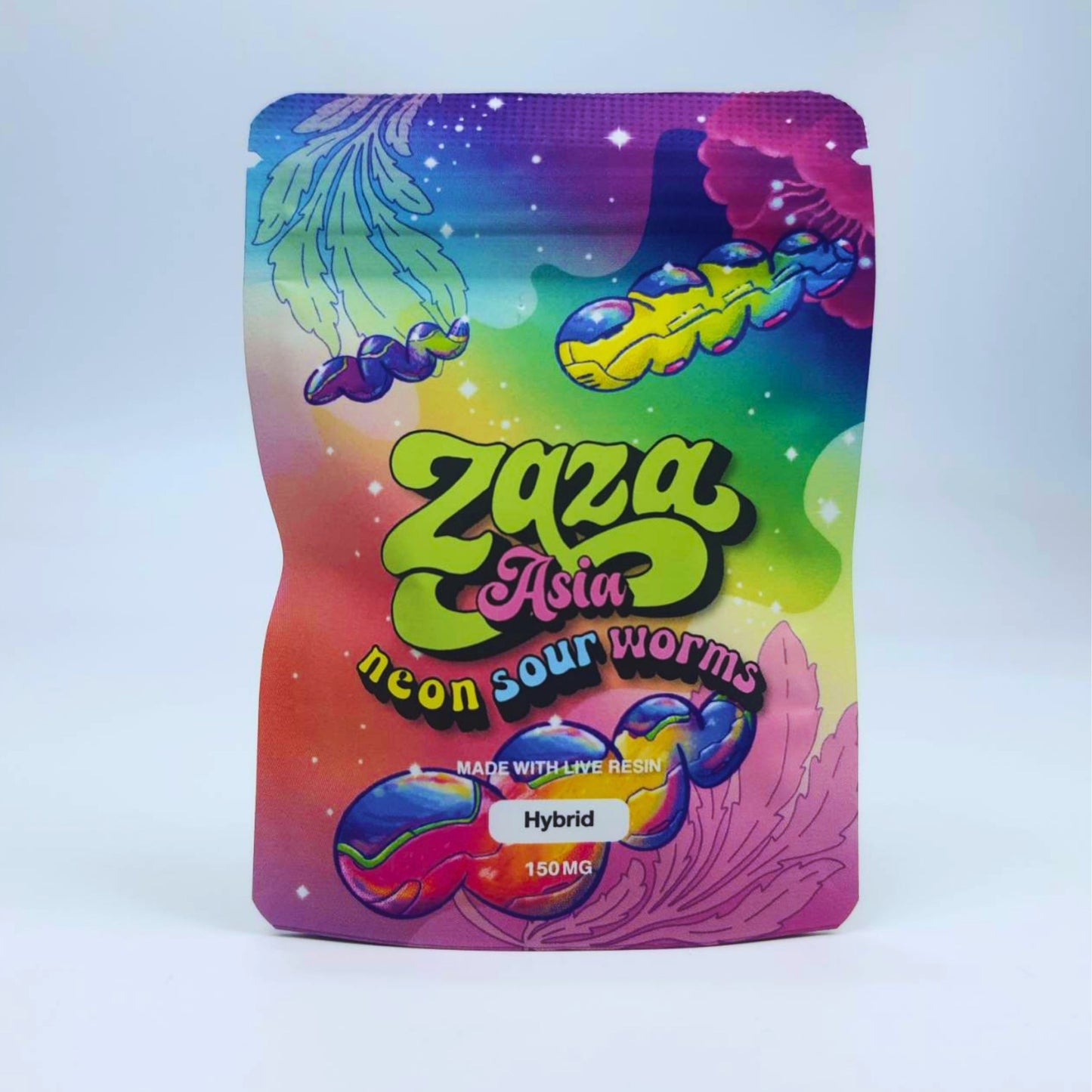 JELLY ZAZA ASIA | NEON SOUR WORMS 150MG EDIBLES GUMMY INFUSED THC SNACK