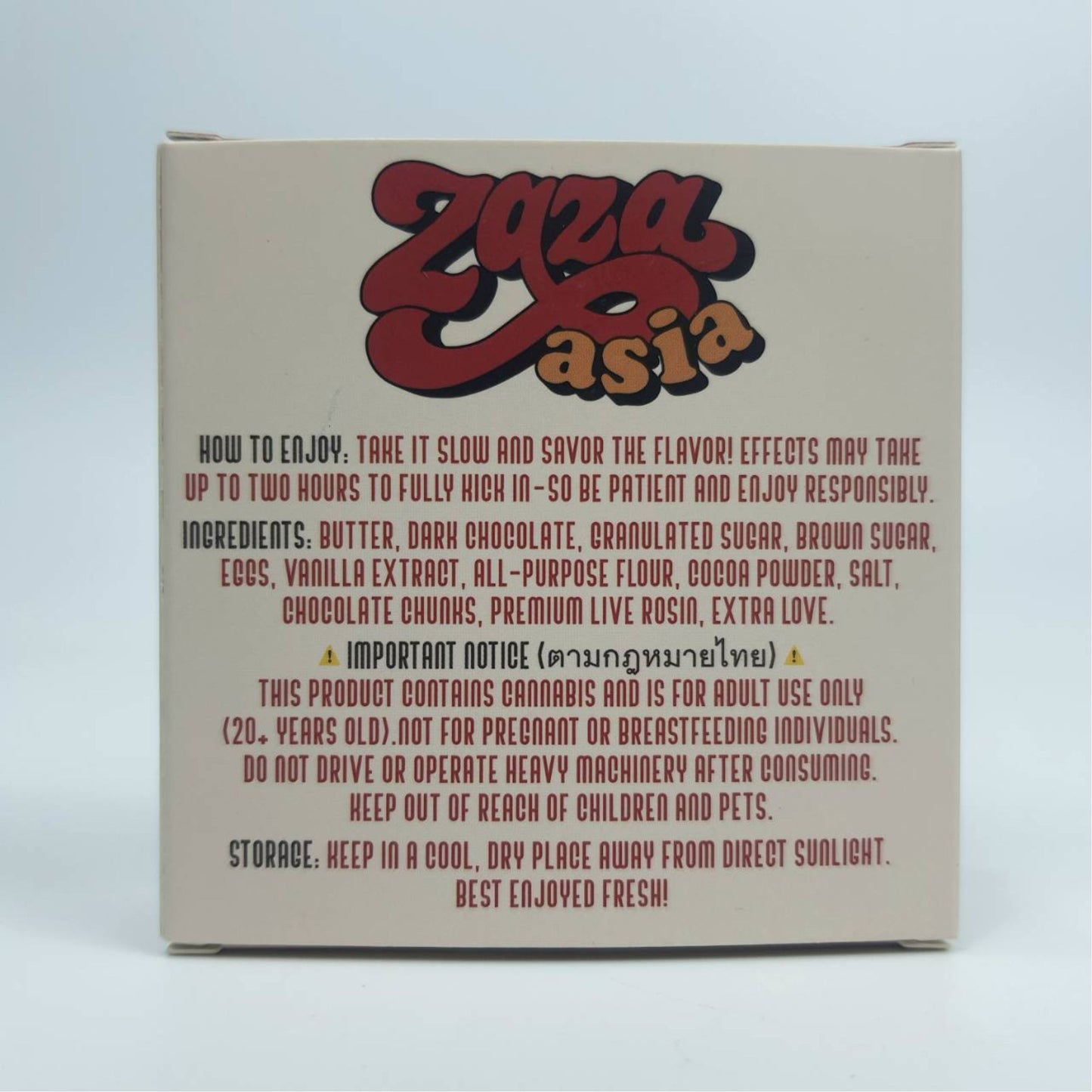 ZAZA ASIA | PREMIUM LIVE ROSIN CHOCOLIT CHUNK BROWNIE - SATIVA | 100MG THC/PIECE