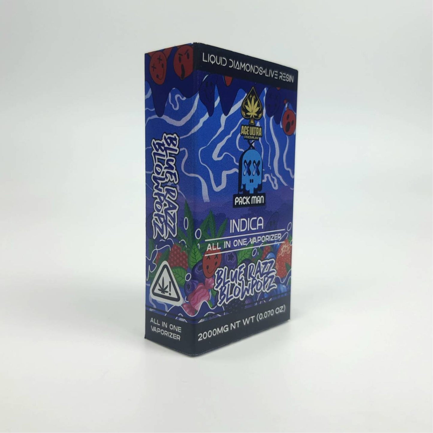 PACK MAN LIQUID DIAMONDS + LIVE RESIN | BLUE RAZZ BLOWPOPZ : INDICA