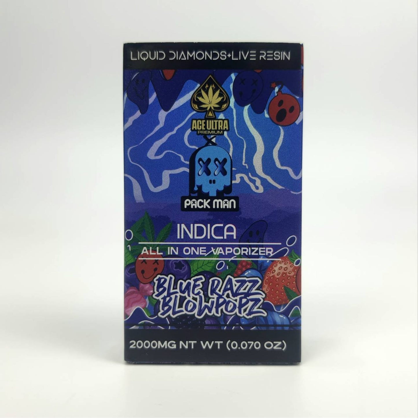 PACK MAN LIQUID DIAMONDS + LIVE RESIN | BLUE RAZZ BLOWPOPZ : INDICA