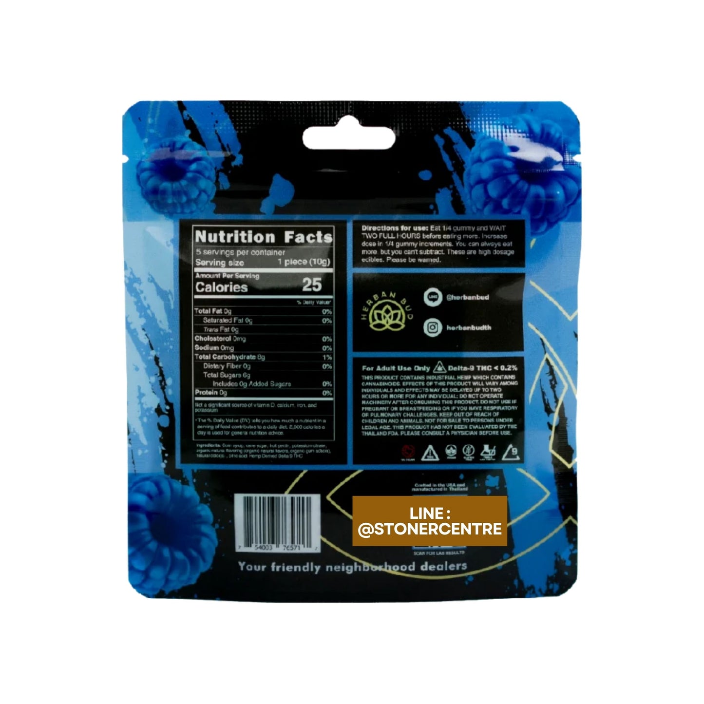 Jelly | Herban Bud Blue Raspberry Edibles gummy infused thc snack